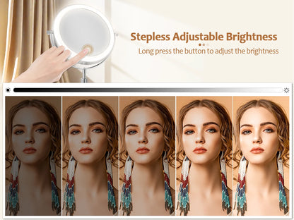 8 Inch Makeup Mirror With Light And 10X Magnification - Smarsty