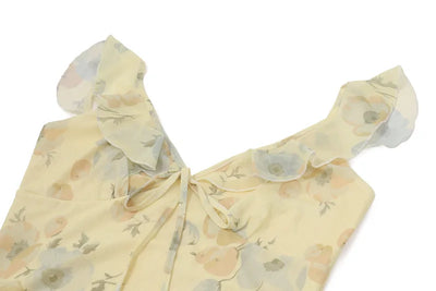 Cryptographic Summer Floral Print Plunge Maxi Dress Outfits Sexy Backless Fairy Sun Dresses Vacation Beachwear Vestido Coquette - Smarsty