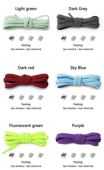 No Tie Shoe Laces Flat Elastic Shoelaces for Sneakers Tieless Shoelace Expand Shoestrings One Size Fits All Adult and Kids Shoes - Smarsty