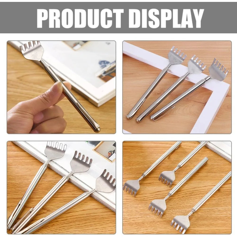 silvery Telescopic Back Scratcher,  Portable Extendable Stainless Steel  Scratchers for Men Women ，Mothers Gifts，Gifts For Men，G - Smarsty