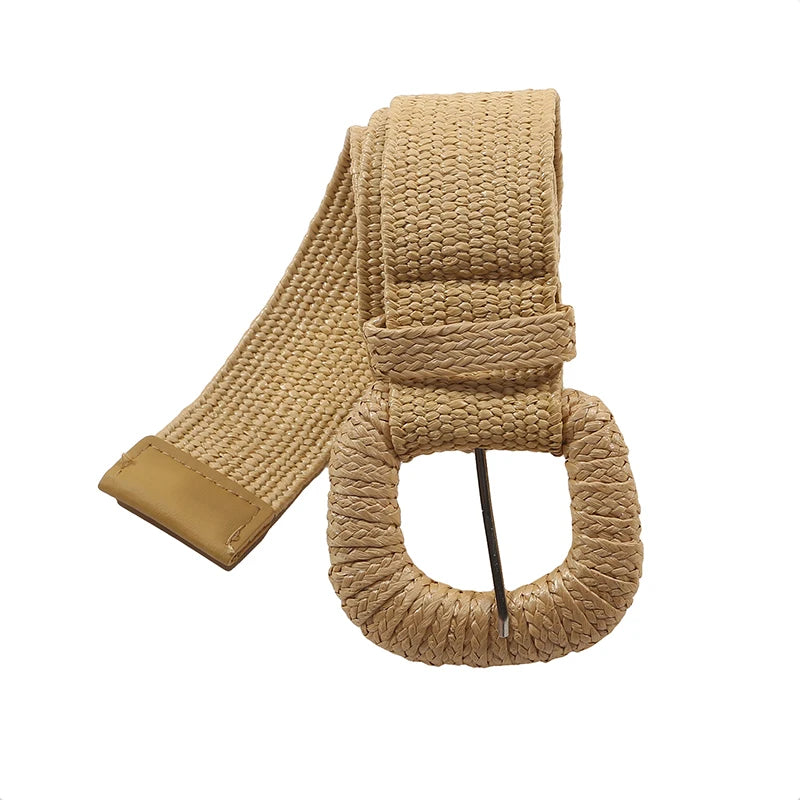 Retro Women Braided Wide Pin Buckle Belt Summer Fashion - Smarsty
