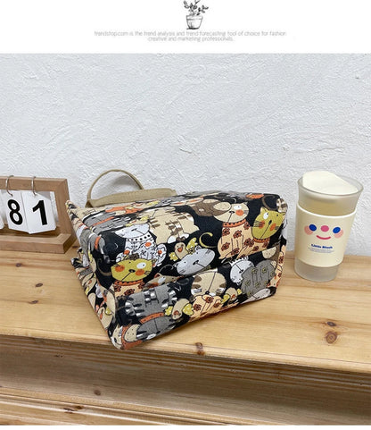 Chic Cat Pattern Top Handle Bag For Women Everyday Use - Smarsty