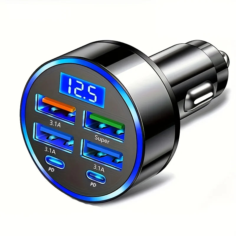 GaN USB C Car Charger 120W Ultra Intelligent PD QC - Smarsty