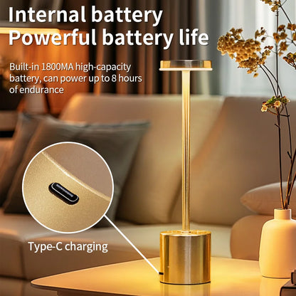 Classic Table Lamp USB Rechargeable Night Light Stepless Dimming Touch Desk Lamp 3 Colors Bedside Lamp Bar Hotel Decoration - Smarsty