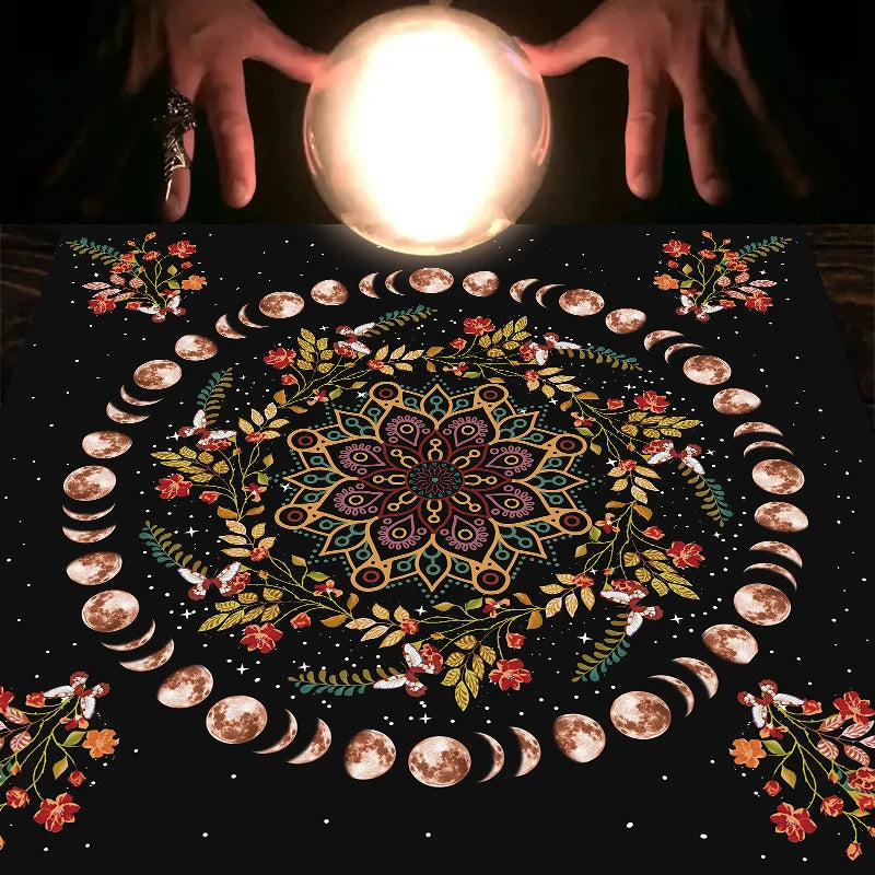 Moonlight Flower Tarot Card Table Cloth for Witchcraft - Smarsty