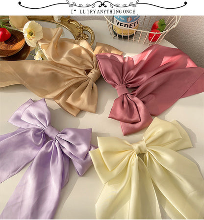 Trendy Solid Color Satin Ribbon Hair Bows for Women - Smarsty
