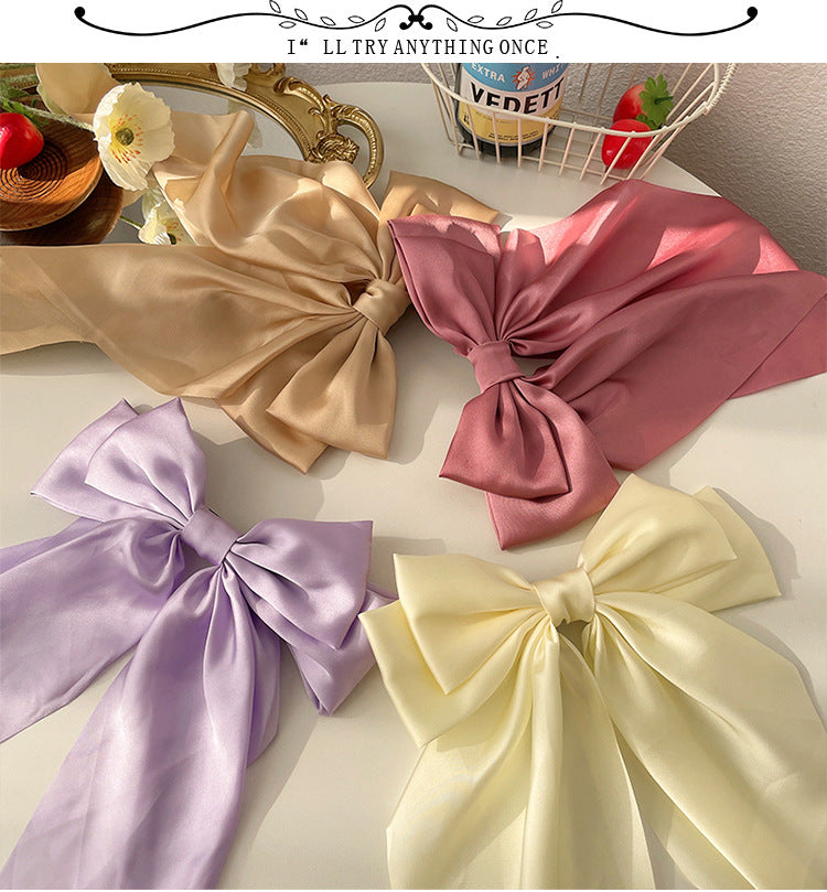 Trendy Solid Color Satin Ribbon Hair Bows for Women - Smarsty