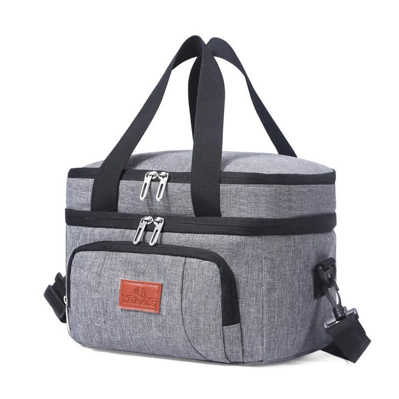 Insulated Double Layer Tote Cooler Lunch Bag Shoulder Strap - Smarsty