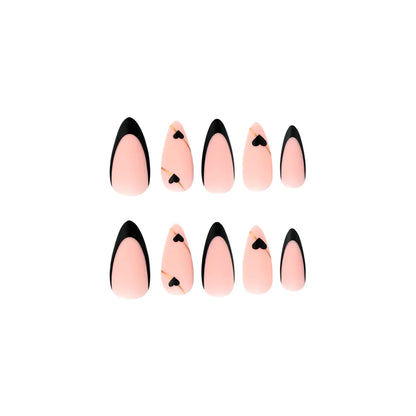 24 Piece Long French Heart Gold Thread Nails Set - Smarsty