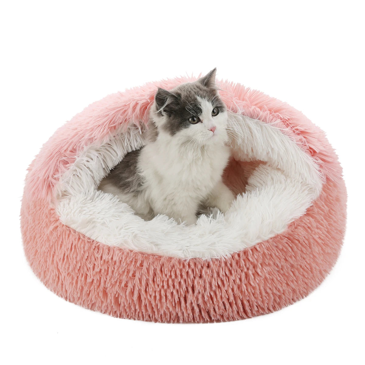 Fluffy Hooded Cat Bed for Cozy Comfort - Smarsty