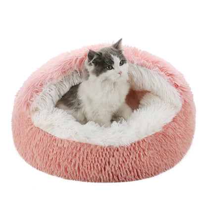 Fluffy Hooded Cat Bed for Cozy Comfort - Smarsty