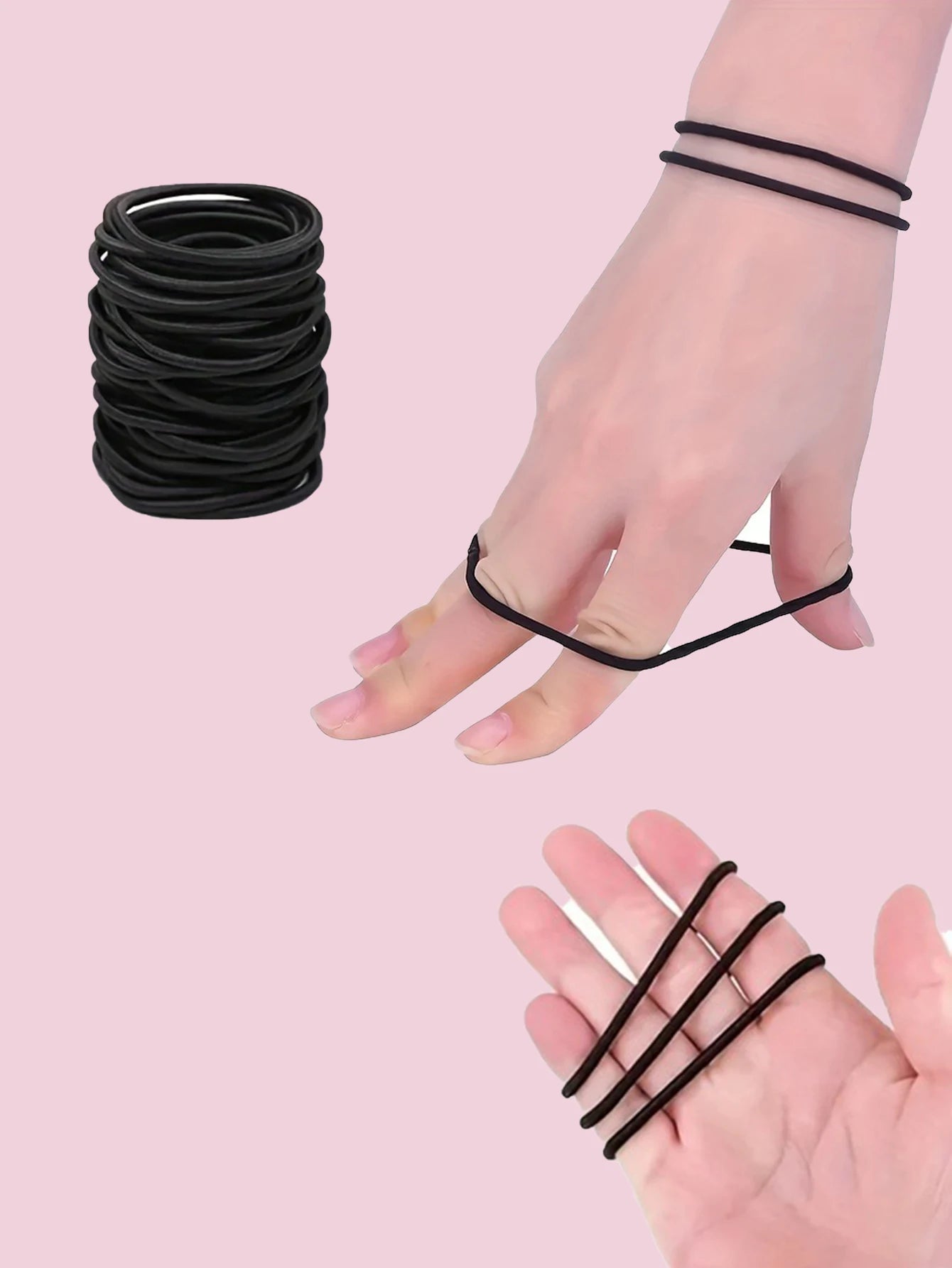 High Elastic Black Hair Bands Strong 50 Pack No Crease - Smarsty