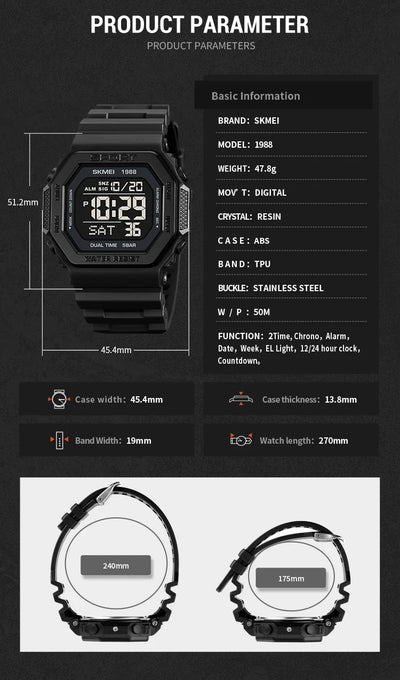 SKMEI Military Countdown Chrono Watch for Men - Smarsty