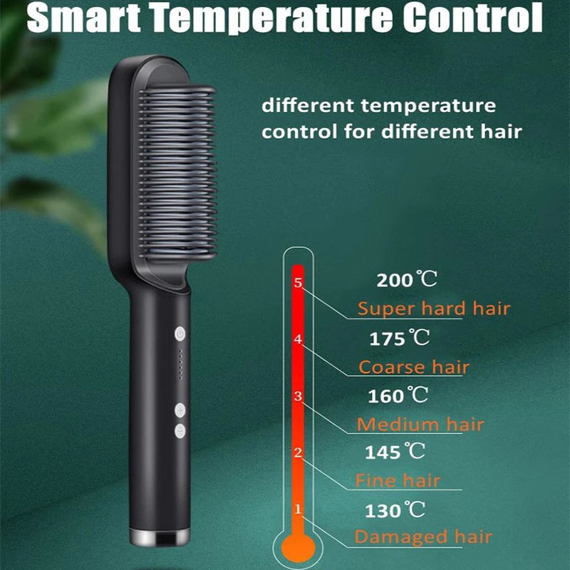 Electric Hair Straightener Brush Fast Heating Ceramic Design - Smarsty