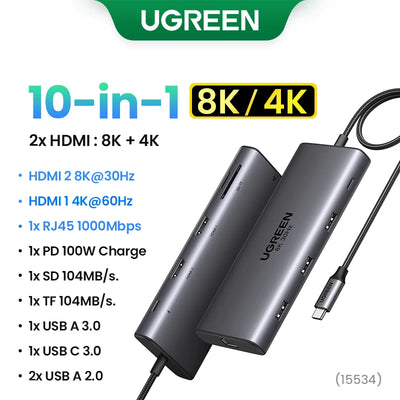USB C Hub PowerDelivery Docking Station 4K Dual HDMI - Smarsty