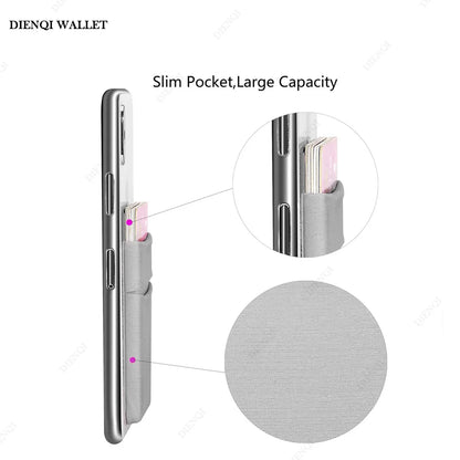 Fashion Elastic Cloth Cell Phone Card Holder Mobile Phone Wallet Case Credit ID Card Holder Adhesive Sticker Pocket Money Bag