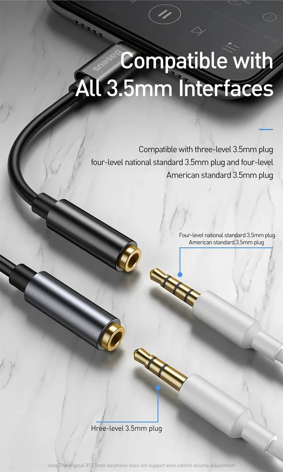 Baseus Type C to 3.5mm Audio Adapter for Headphones - Smarsty