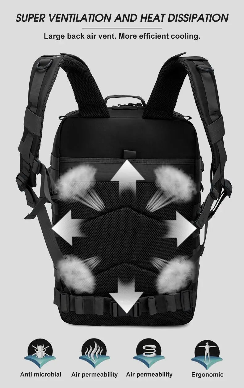 50L Tactical Backpack Men's Travel Large Capacity Rucksacks Men Waterproof Outdoor Sports Multi-functional Bags - Smarsty