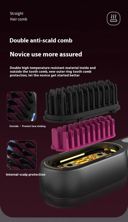 Wireless Hair Straightener Comb with Negative Ions - Smarsty