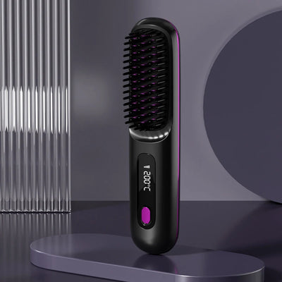 Cordless Hair Straightener Portable Straightener Brush 3 Adjustable Temp Hair Straightening Brush Anti-scald for Hair Styling