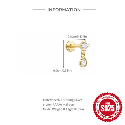 925 Sterling Silver Lotus Tassel Zircon Stud Earrings - Smarsty