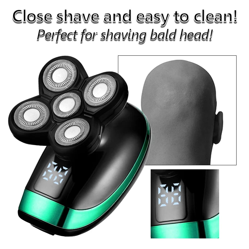 5 In 1 Men's Rechargeable Electric Shaver with Floating Heads - Smarsty