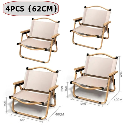 4/2/1PCS-khaki Camping Chair Portable Outdoor Chair Aluminum Alloy Wood Grain Folding Chair Camping Equipment Kermit Chair by Smarsty
