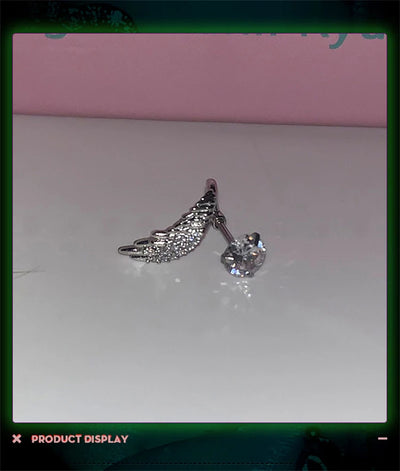 Stainless Steel Ear Cuff With Rhinestone Wing Sparkle - Smarsty