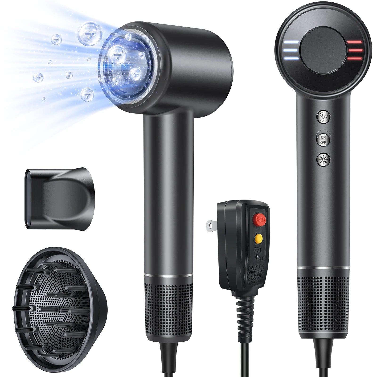 High Speed Hair Dryer with Diffuser and Negative Ions - Smarsty