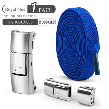 2Pairs Without Ties Elastic Laces No Tie Shoe Laces Press Lock Shoelaces Sneaker Kids Adult 8MM Widened Flat Shoelace for Shoes