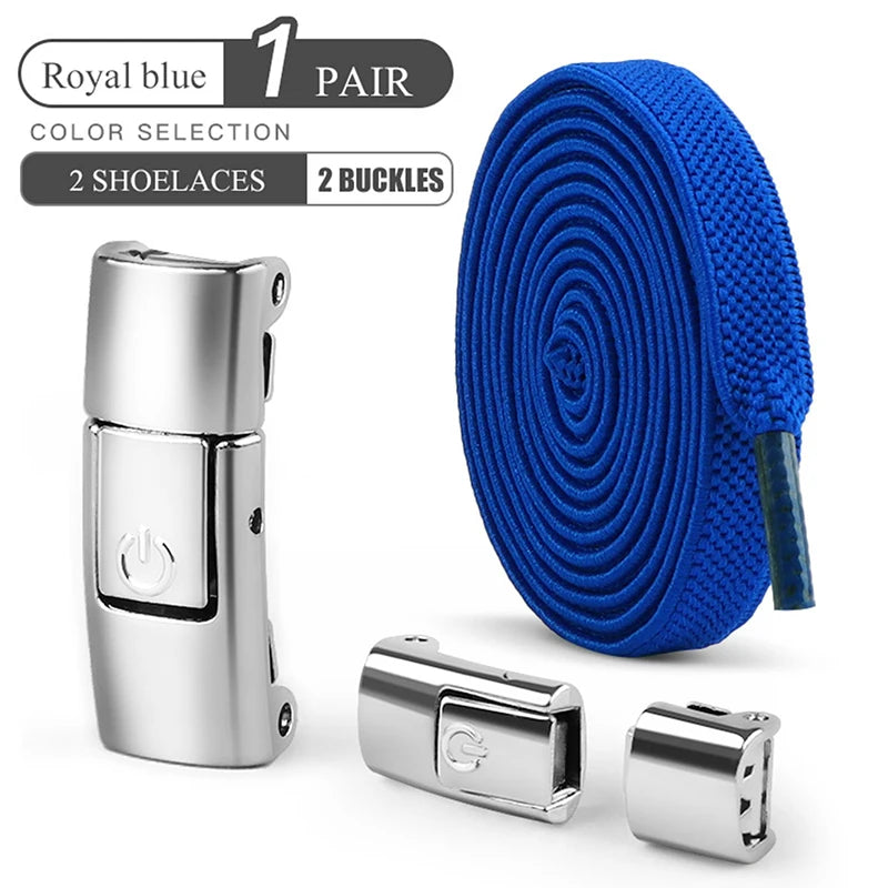 2Pairs Without Ties Elastic Laces No Tie Shoe Laces Press Lock Shoelaces Sneaker Kids Adult 8MM Widened Flat Shoelace for Shoes