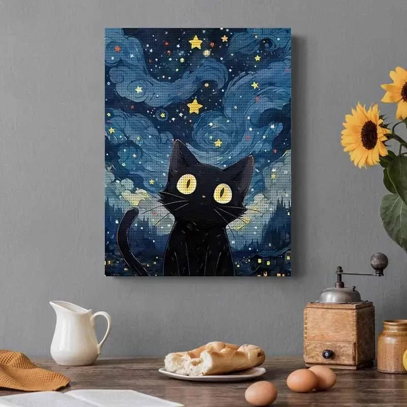 5D DIY Diamond Painting Kit Star Cat Landscape Art - Smarsty