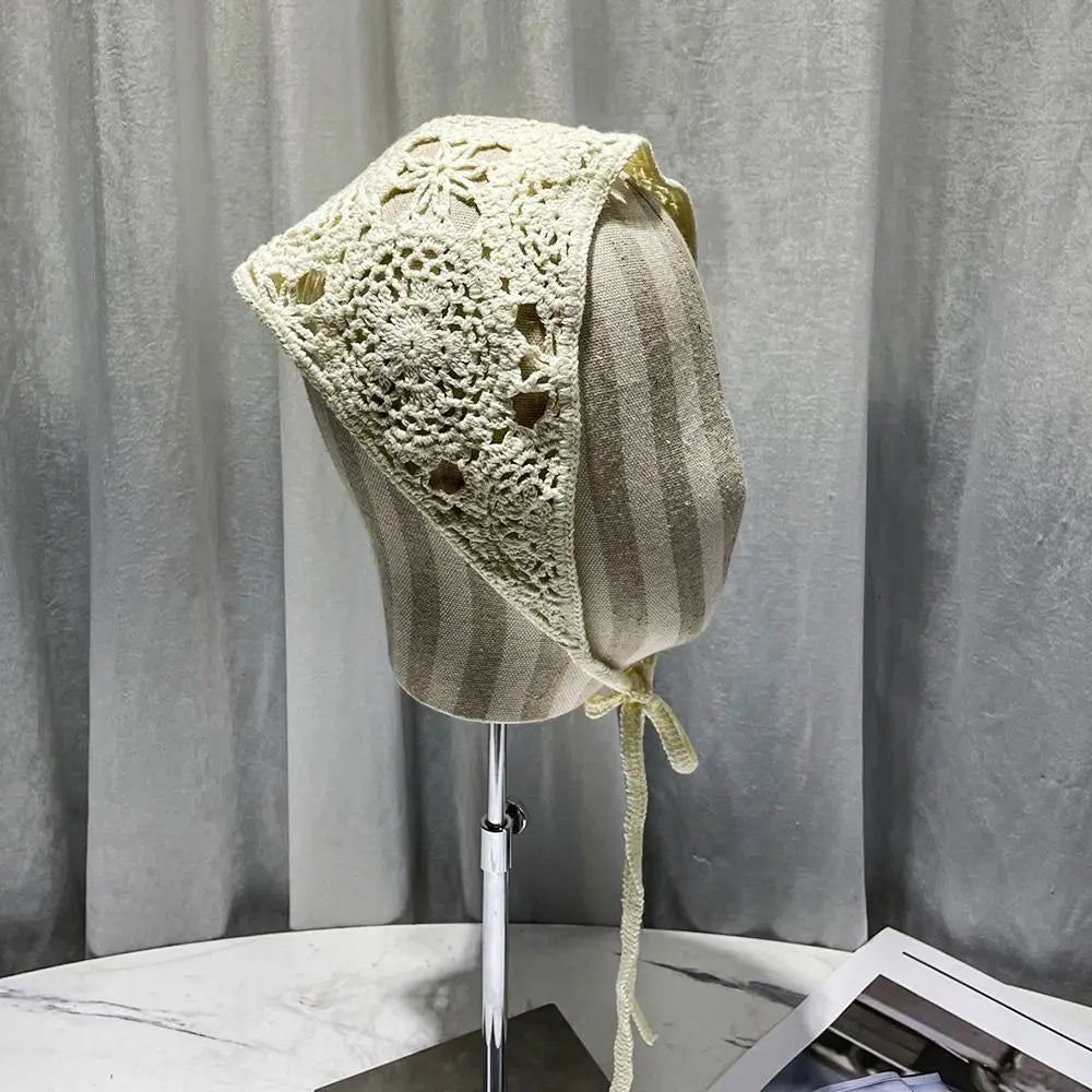 Lace Triangle Scarf Breathable Summer Crochet Headband - Smarsty