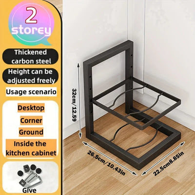 Adjustable Pot Rack Organizer, Kitchen Stainless Steel Pot Storage Rack ,Multi-Layer Household Pot and Pan Organzier for Kitchen by Smarsty