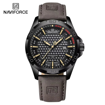 NAVIFORCE Men Fashion Waterproof Quartz Watch with Leather Strap - Smarsty