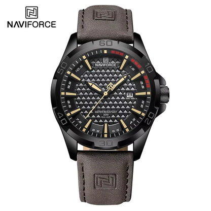NAVIFORCE Men Fashion Waterproof Quartz Watch with Leather Strap - Smarsty