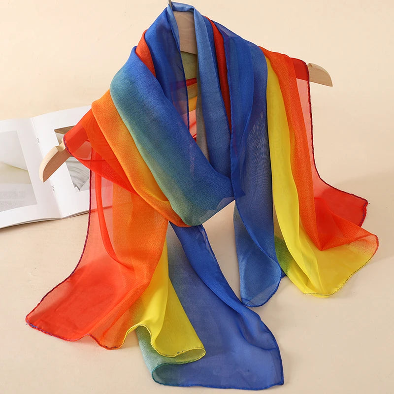 Women Print Chiffon Scarf Lightweight Sunscreen Shawl Wrap - Smarsty