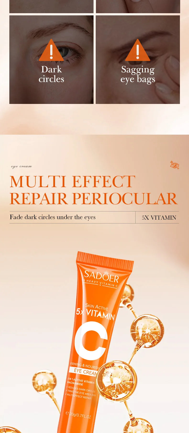 Vitamin C Eye Cream for Dark Circles and Puffiness - Smarsty