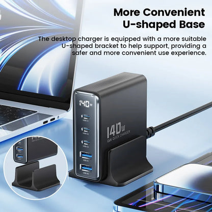 GaN USB Charger Desktop 100W 5in1 With LED Display Pro - Smarsty