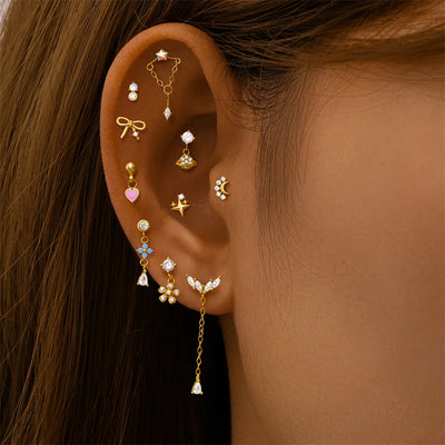 Sterling Silver Heart Zircon Stud Earrings Elegant Gift - Smarsty