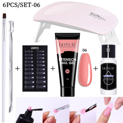 LILYCUTE Nail Gel Set with 6W LED Lamp for Quick Manicure - Smarsty