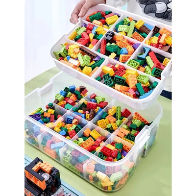1/2/3 Layers Kids Building Block Storage Box Adjustable Sundries Container Classified Small Storage Container Toy Organizer Box - Smarsty