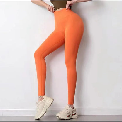 [Seamless Solid Color Yoga Leggings] Solid Color Seamless Yoga Leggings, High Waist Fitness Running Workout Sports Pants, Women' - Smarsty