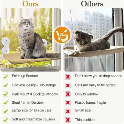 Cordless Cat Hammock With Suction Cups For Sunbathing - Smarsty