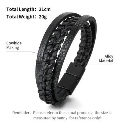 Trendy Leather Bracelets for Men with Stainless Steel Charm - Smarsty