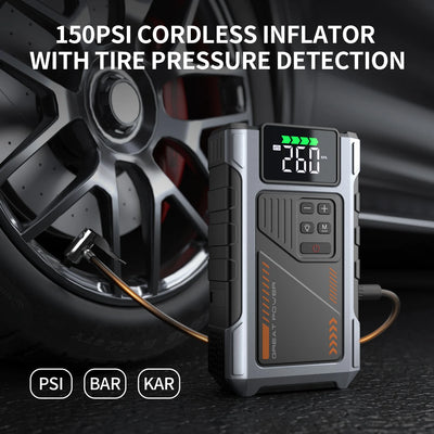 Portable Car Jump Starter With Air Compressor, 3000A Peak(7.5L Gas, 6.5L Diesel) , Jump Starter Battery PackWith150 PSl Tire Inf - Smarsty