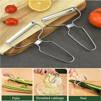 Peeler Vegetables Fruit Stainless Steel Knife Cabbage Graters Salad Potato Slicer Kitchen Accessories Cooking Tools Wide Mouth by Smarsty