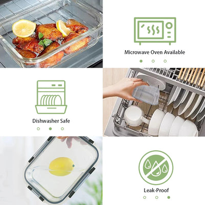 12pcs Glass Lunch Box Food Storage Containers Meal Prep Airtight Bento Boxes for Microwave Oven Freezer and Dishwasher BPA Free