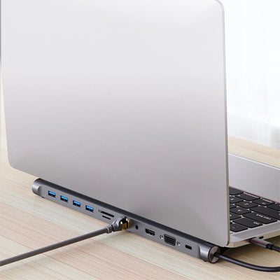11 in 1 USB C Docking Station with 4K HDMI-Compatible VGA Ethernet USB C Dock 100W PD SD/TF Audio Type C Hub 1* USB 3.0 3*USB2.0 - Smarsty