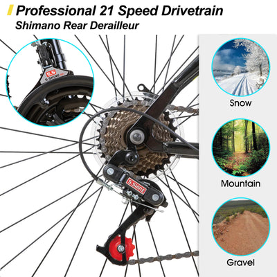 Hiland 24 26 inch Mountain Bike for Men Women, 21 Speeds High-Carbon Steel Frame, Sport Cycling MTB Bicycle for Adult - Smarsty